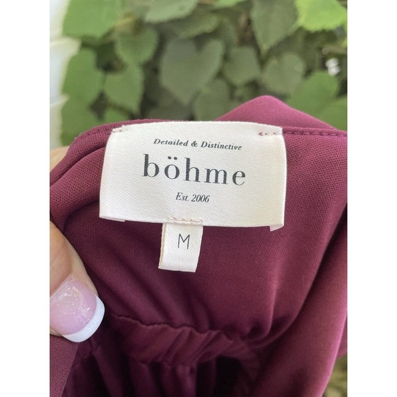 Bohme Dress Burgundy Red Empire Waist Sleeveless Maxi Length Chiffon Beachy - Picture 2 of 6